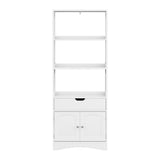 NNEDSZ Artiss Bathroom Floor Storage Cabinet with 2 Drawers 3 Open Shelves 2 Doors White