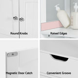 NNEDSZ Artiss Bathroom Floor Storage Cabinet with 2 Drawers 3 Open Shelves 2 Doors White