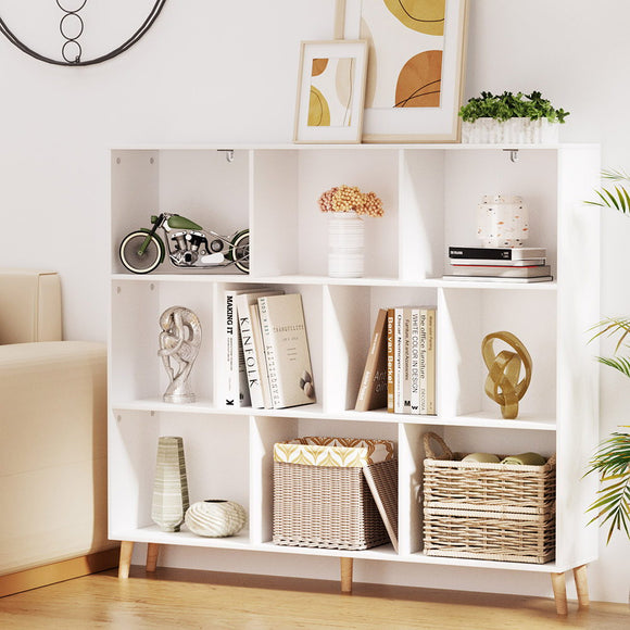 NNEDSZ Artiss Bookshelf 3 Tiers 10 Cubes - CORA White