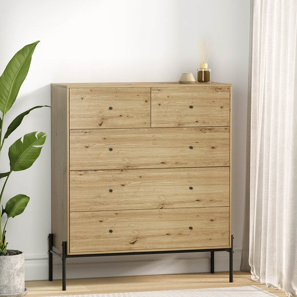 NNEDSZ Artiss 5 Chest of Drawers - ARNO Pine