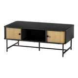 NNEDSZ Coffee Table Sliding Drawer Door Black Boris