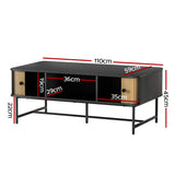 NNEDSZ Coffee Table Sliding Drawer Door Black Boris