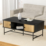 NNEDSZ Coffee Table Sliding Drawer Door Black Boris
