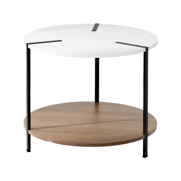 NNEDSZ Coffee Table Side Table Round White Cedric