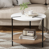 NNEDSZ Coffee Table Side Table Round White Cedric
