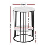 NNEDSZ Artiss Coffee Table 2-Tier Round Marble Effect