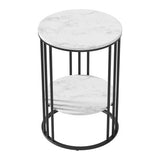 NNEDSZ Artiss Coffee Table 2-Tier Round Marble Effect