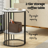 NNEDSZ Artiss Coffee Table 2-Tier Round Marble Effect