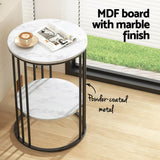 NNEDSZ Artiss Coffee Table 2-Tier Round Marble Effect