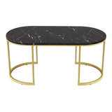 NNEDSZ Artiss Coffee Table Marble Effect Black