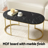 NNEDSZ Artiss Coffee Table Marble Effect Black