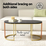 NNEDSZ Artiss Coffee Table Marble Effect Black