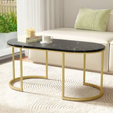 NNEDSZ Artiss Coffee Table Marble Effect Black