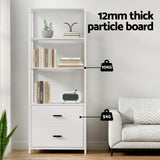 NNEDSZ Artiss Bookshelf Display Shelf 2 Drawers 152CM White