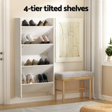 NNEDSZ Artiss Shoe Rack 2-tier 12 Pairs Wall Mounted x2 - White