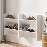 NNEDSZ Artiss Shoe Rack 2-tier 12 Pairs Wall Mounted x2 - White