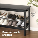 NNEDSZ Artiss Shoe Rack Cabinet Bamboo Bench 10 Paris Black