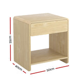 NNEDSZ Artiss Bedside Table Drawer Open Shelf Pine
