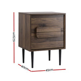 NNEDSZ Artiss Bedside Table Nightstand 2 Drawers - Walnut