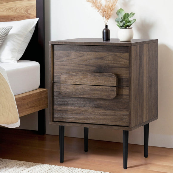 NNEDSZ Artiss Bedside Table Nightstand 2 Drawers - Walnut