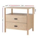NNEDSZ Artiss Bedside Table Nightstand 2 Drawers - Pine