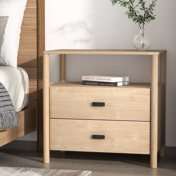 NNEDSZ Artiss Bedside Table Nightstand 2 Drawers - Pine