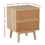 NNEDSZ Rattan Bedside Table Drawers Side End Table Storage Nightstand Oak NORA