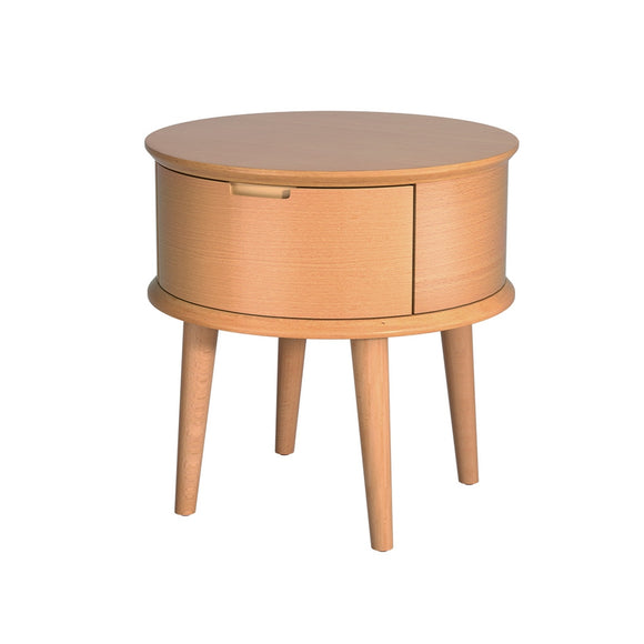 NNEDSZ Bedside Table Drawers Curved Side End Table Storage Nightstand Oak ENZO