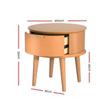 NNEDSZ Bedside Table Drawers Curved Side End Table Storage Nightstand Oak ENZO