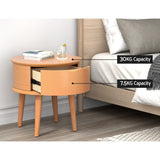 NNEDSZ Bedside Table Drawers Curved Side End Table Storage Nightstand Oak ENZO