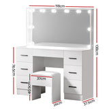 NNEDSZ Artiss Dressing Table Set Stool 10 Led Bulbs White Debbie