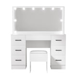 NNEDSZ Artiss Dressing Table Set Stool 10 Led Bulbs White Debbie