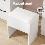 NNEDSZ Artiss Dressing Table Set Stool 10 Led Bulbs White Debbie