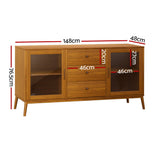 NNEDSZ Artiss Buffet Sideboard Glass Doors - Oak