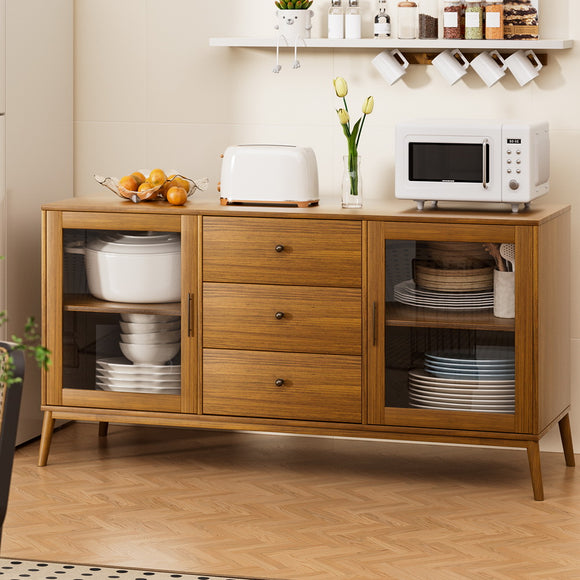 NNEDSZ Artiss Buffet Sideboard Glass Doors - Oak