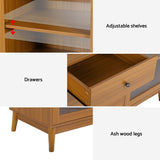 NNEDSZ Artiss Buffet Sideboard Glass Doors - Oak