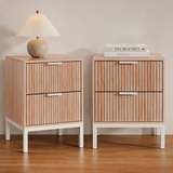 Artiss 2X Bedside Table 2 Drawers Storage Nightstand Cabinet Metal Legs Pine