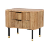 NNEDSZ Artiss Bedside Table 2 Drawers Paulownia Wood Pine