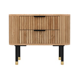 NNEDSZ Artiss Bedside Table 2 Drawers Paulownia Wood Pine