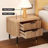 NNEDSZ Artiss Bedside Table 2 Drawers Paulownia Wood Pine