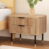 NNEDSZ Artiss Bedside Table 2 Drawers Paulownia Wood Pine