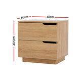 Artiss 2X Bedside Table 2 Drawers Nightstand Pine