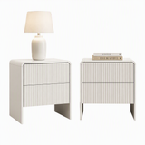 Artiss 2x Bedside Table 2 Drawers - Beige