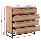 NNEDSZ 4 Chest of Drawers Cabinet Dresser Table Tallboy Storage Bedroom Rust Oak