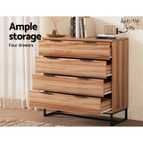 NNEDSZ 4 Chest of Drawers Cabinet Dresser Table Tallboy Storage Bedroom Rust Oak