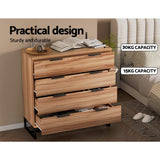 NNEDSZ 4 Chest of Drawers Cabinet Dresser Table Tallboy Storage Bedroom Rust Oak