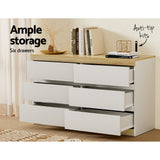 NNEDSZ 6 Chest of Drawers Cabinet Dresser Table Tallboy Storage Bedroom White