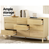 NNEDSZ 9 Chest of Drawers Tallboy Cabinet - XAVI Pine