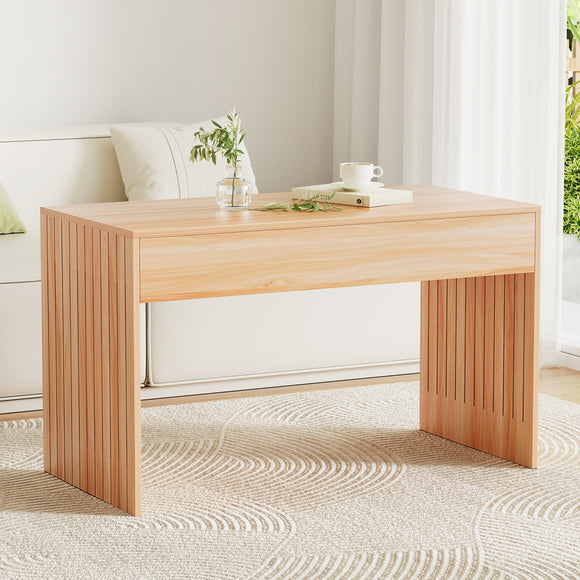 NNEDSZ Artiss Coffee Table Rectangle Fluted Side 100CM