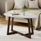 NNEDSZ Artiss Coffee Table Oval Marble Effect